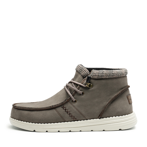 Men's Velvet-Lined Slip On Winter Boots - DARK-BROWN - 1