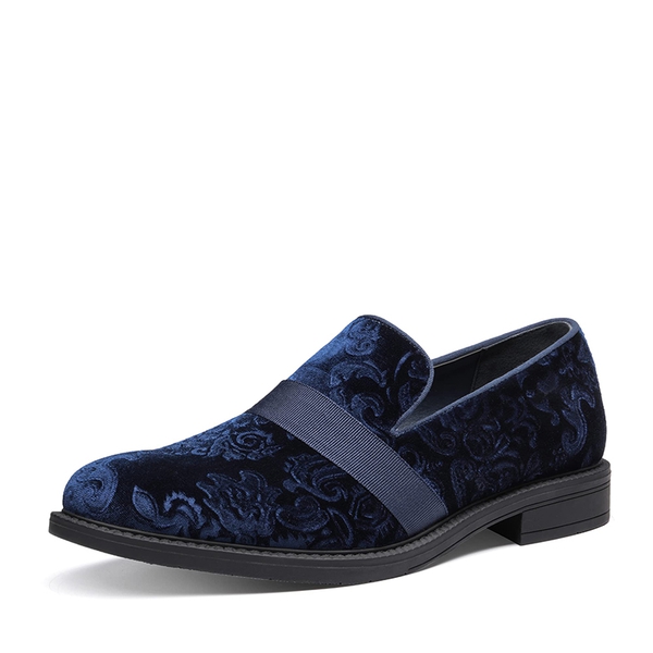 Men's Stylish Velvet Tuxedo Dress Shoes - BLUE -  0