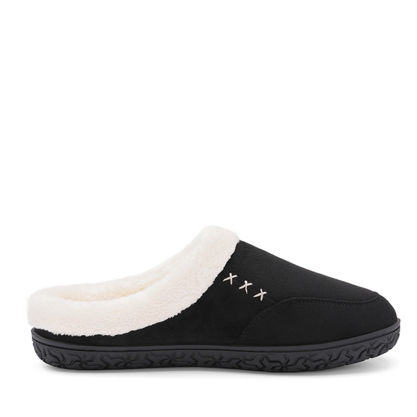 Men's Warm Faux Fur Lined House Slippers - BLACK - 2