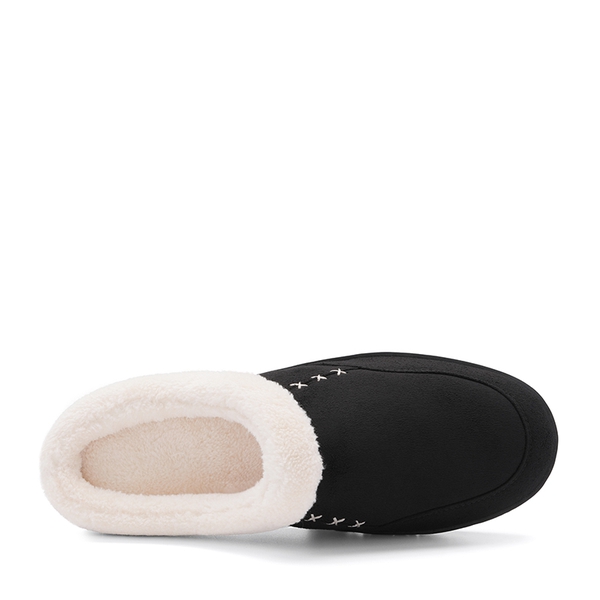 Men's Warm Faux Fur Lined House Slippers - BLACK - 3