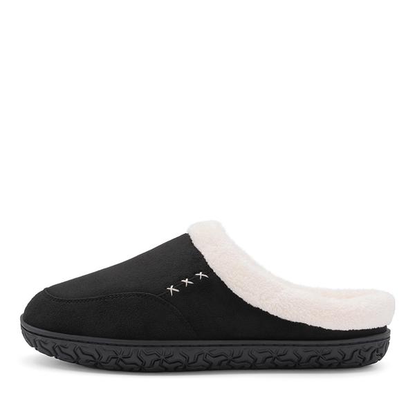 Men's Warm Faux Fur Lined House Slippers - BLACK - 1
