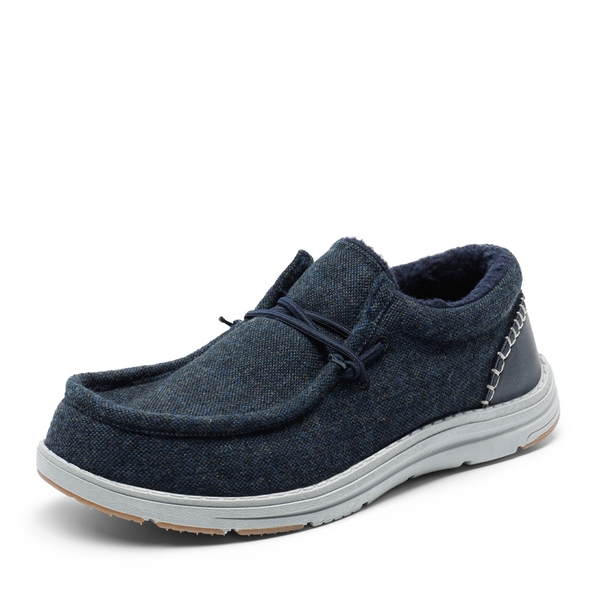Men's Slip On Warm Loafers - DARK-BLUE -  0