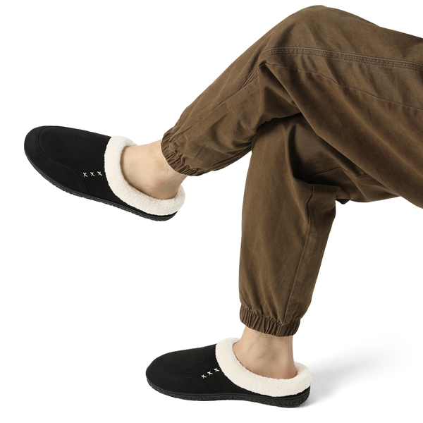 Men's Warm Faux Fur Lined House Slippers - BLACK - 5