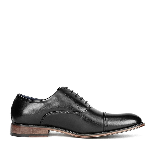 Men's Formal Wide-Fit Cap Toe Oxford Shoes - BLACK - 2