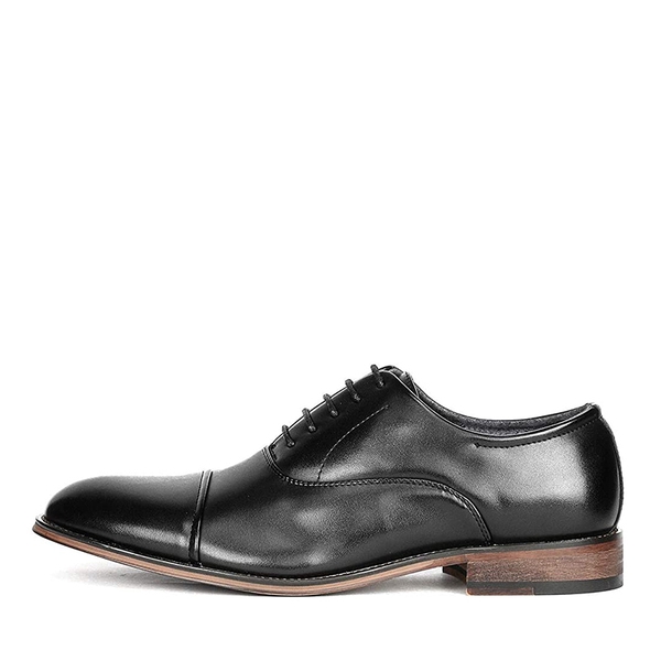 Men's Formal Wide-Fit Cap Toe Oxford Shoes - BLACK - 1