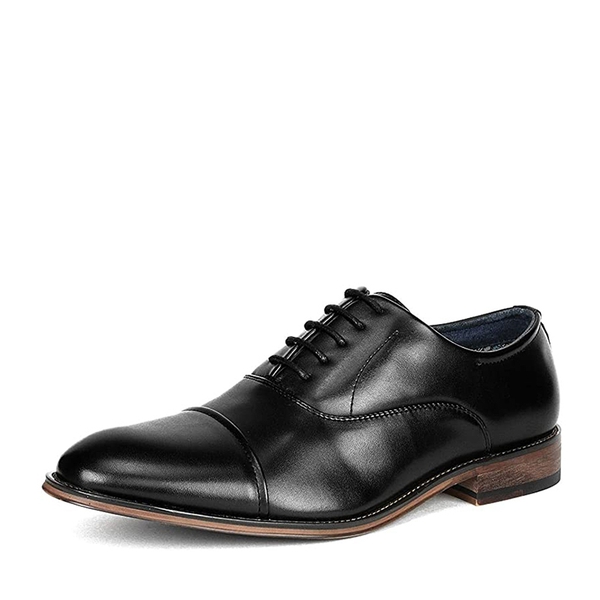 Men's Formal Wide-Fit Cap Toe Oxford Shoes - BLACK -  0
