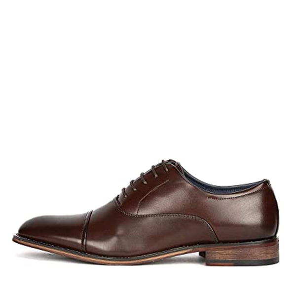 Men's Formal Wide-Fit Cap Toe Oxford Shoes - DARK BROWN - 1