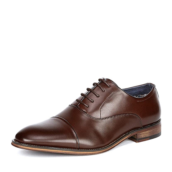 Men's Formal Wide-Fit Cap Toe Oxford Shoes - DARK BROWN -  0
