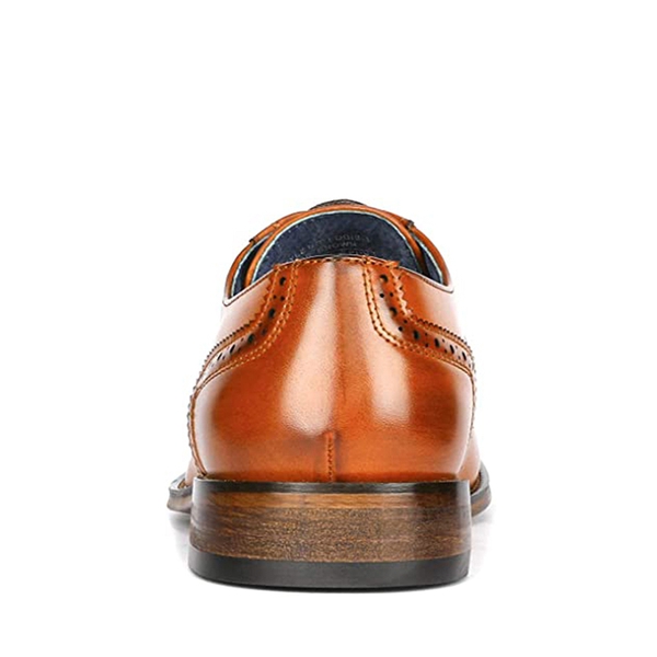 Men's Vegan Leather Wide Wingtip Dress Shoes - BROWN - 4