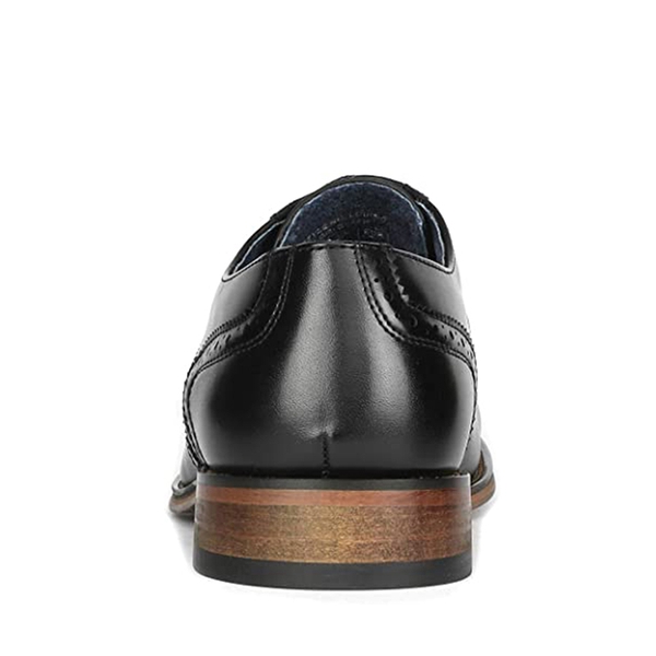 Men's Vegan Leather Wide Wingtip Dress Shoes - BLACK - 4
