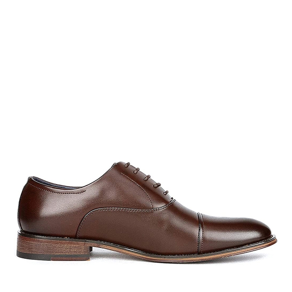 Men's Formal Wide-Fit Cap Toe Oxford Shoes - DARK BROWN - 2