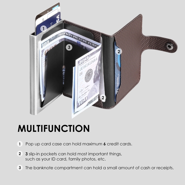 Men's Slim Pop-Up Wallet With Cash Compartment - BROWN - 3