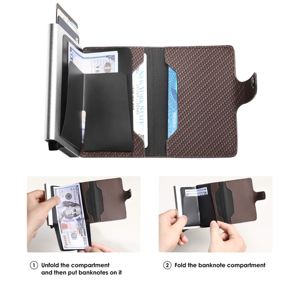 Men's Slim Pop-Up Wallet With Cash Compartment - BROWN - 1