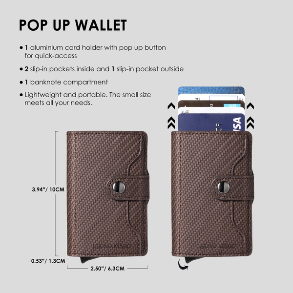 Men's Slim Pop-Up Wallet With Cash Compartment - BROWN - 2