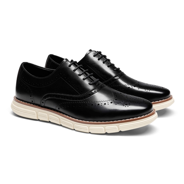 [CrossFlex Neat Polish+] Men's Dress Sneakers Casual Oxford Shoes - BLACK - 3