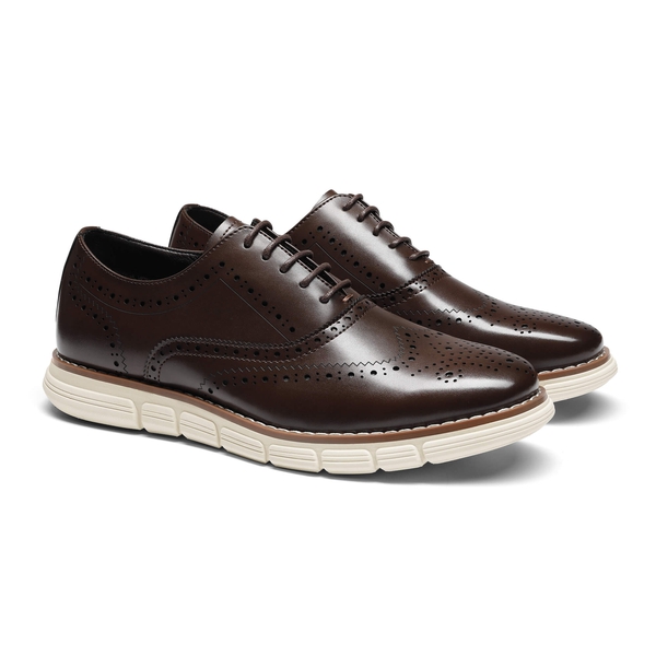 [CrossFlex Neat Polish+] Men's Dress Sneakers Casual Oxford Shoes - DARK-BROWN - 3