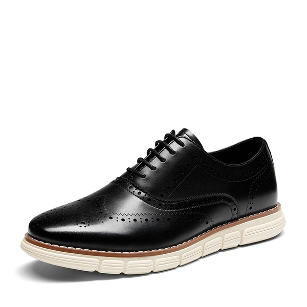 [CrossFlex Neat Polish+] Men's Dress Sneakers Casual Oxford Shoes - BLACK -  0