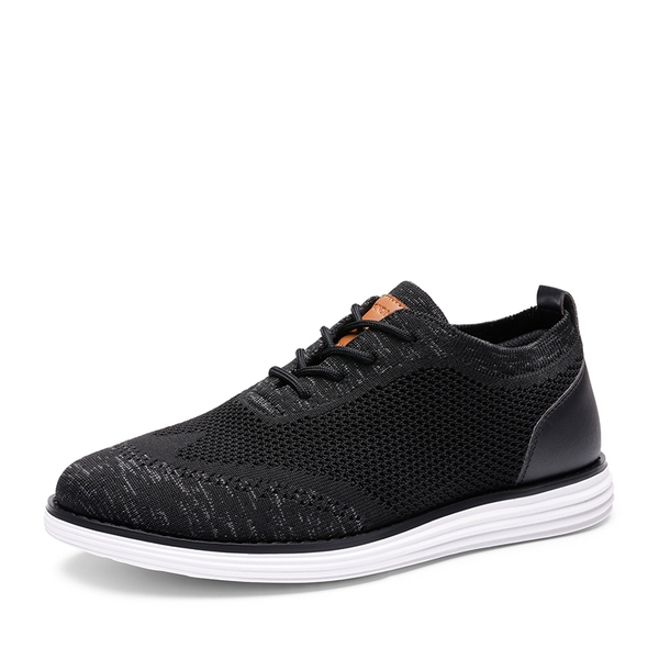 [KnitFlex Breeze+] Men's Mesh Wingtip Oxford Sneakers - BLACK GREY -  0