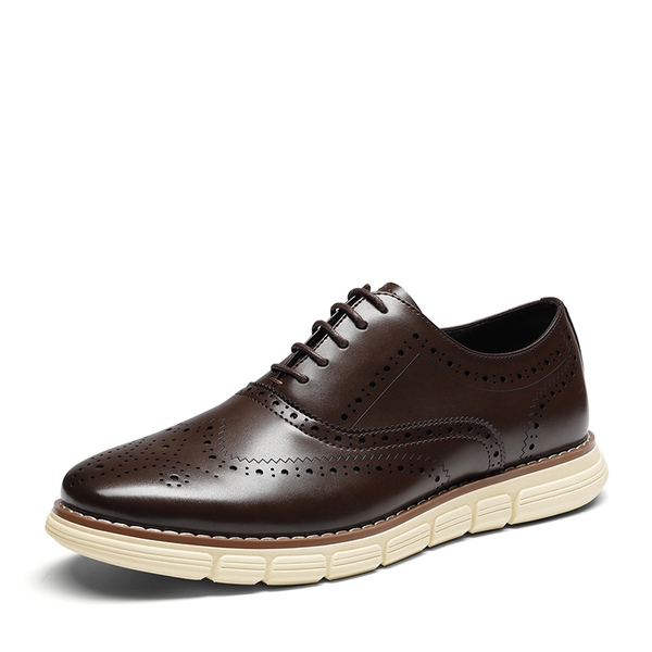 [CrossFlex Neat Polish+] Men's Dress Sneakers Casual Oxford Shoes - DARK-BROWN -  0