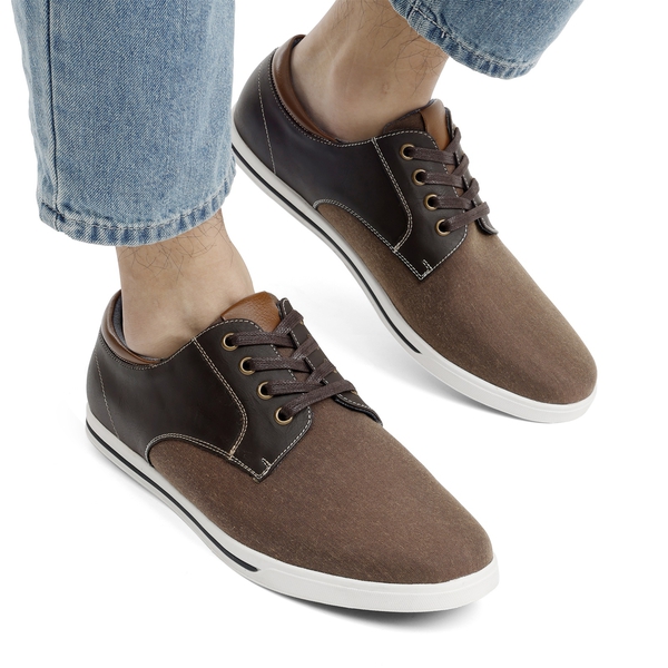 Men's Casual Oxford-Inspired Sneakers - DARK BROWN - 1