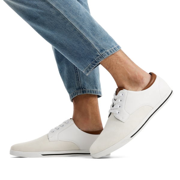 Men's Casual Oxford-Inspired Sneakers - WHITE - 7