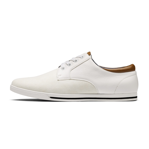 Men's Casual Oxford-Inspired Sneakers - WHITE - 2
