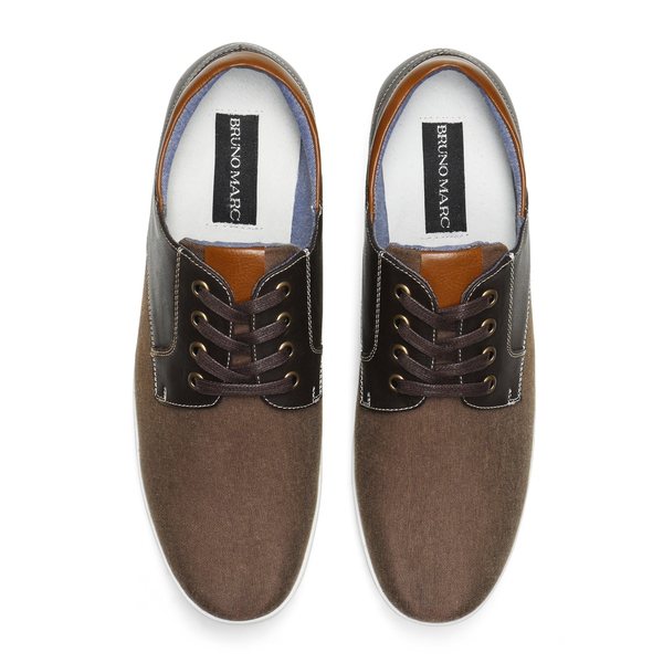 Men's Casual Oxford-Inspired Sneakers - DARK BROWN - 4