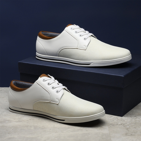 Men's Casual Oxford-Inspired Sneakers - WHITE - 6