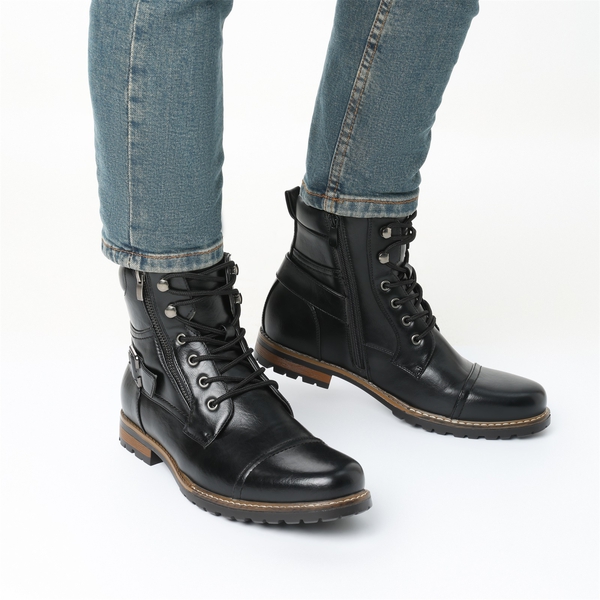 Men's Motorcycle Combat Boots With A Casual Vibe - BLACK - 6