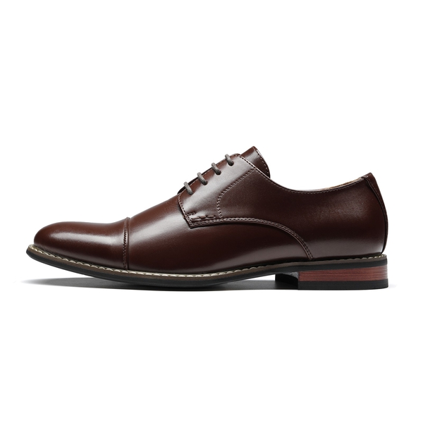Men's Vegan Leather Formal Oxford Shoes - DARK BROWN - 2