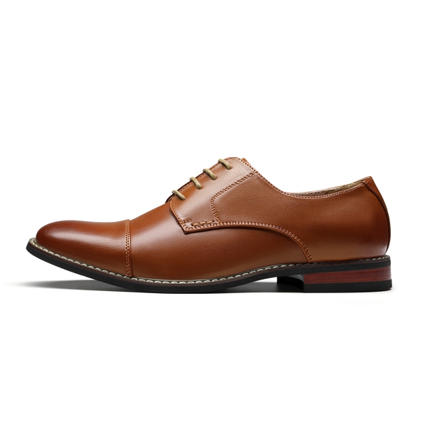 Men's Vegan Leather Formal Oxford Shoes - BROWN - 2