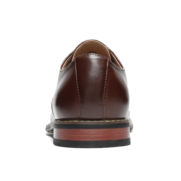Men's Vegan Leather Formal Oxford Shoes - DARK BROWN - 4