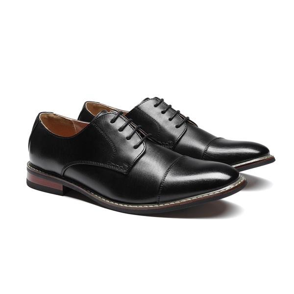 Men's Vegan Leather Formal Oxford Shoes - BLACK - 5