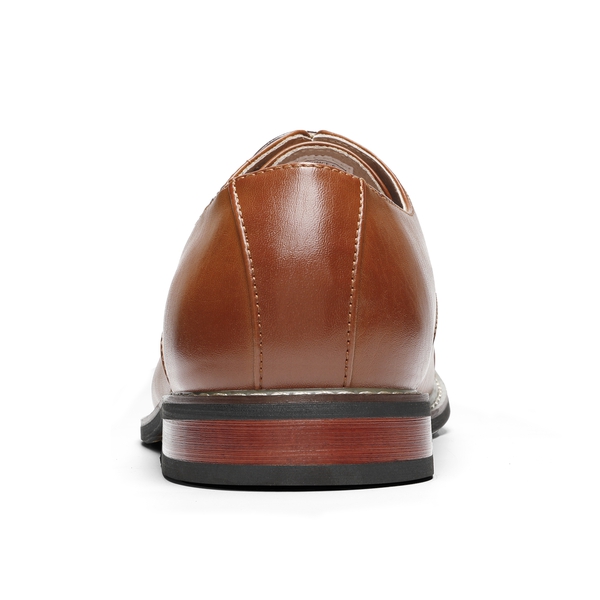 Men's Vegan Leather Formal Oxford Shoes - BROWN - 4