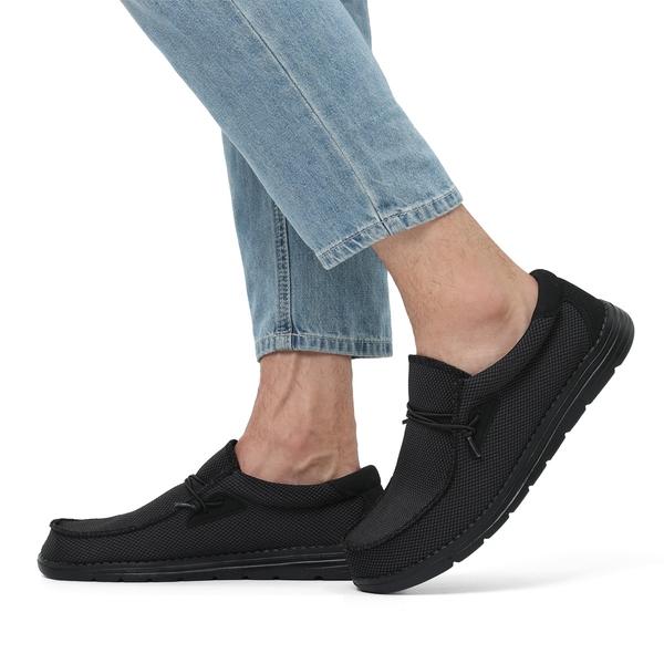Men's Casual Slip-On Lightweight Loafers - BLACK - 6