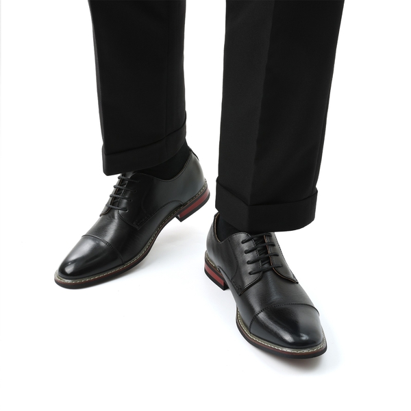 Men's Vegan Leather Formal Oxford Shoes - BLACK - 6