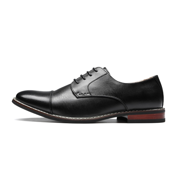 Men's Vegan Leather Formal Oxford Shoes - BLACK - 2