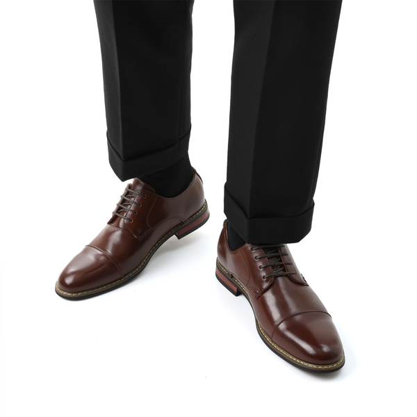 Men's Vegan Leather Formal Oxford Shoes - DARK BROWN - 6
