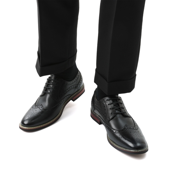 Men's Sophisticated Wingtip Dress Shoes - BLACK - 6