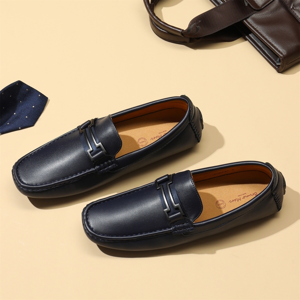 Men's Horsebit Moccasin Loafers Shoes - NAVY - 8