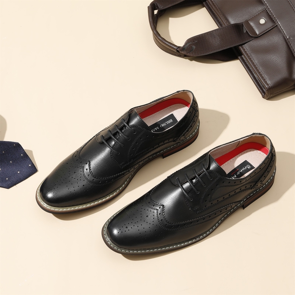 Men's Sophisticated Wingtip Dress Shoes - BLACK - 1
