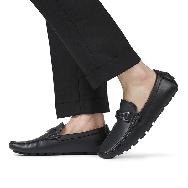 Men's Horsebit Moccasin Loafers Shoes - BLACK - 6