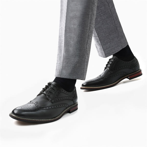 Men's Sophisticated Wingtip Dress Shoes - BLACK - 7