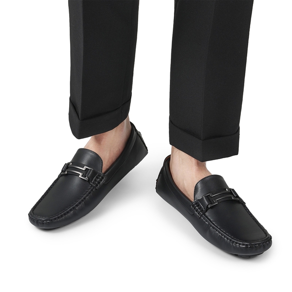 Men's Horsebit Moccasin Loafers Shoes - BLACK - 1