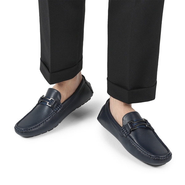 Men's Horsebit Moccasin Loafers Shoes - NAVY - 1
