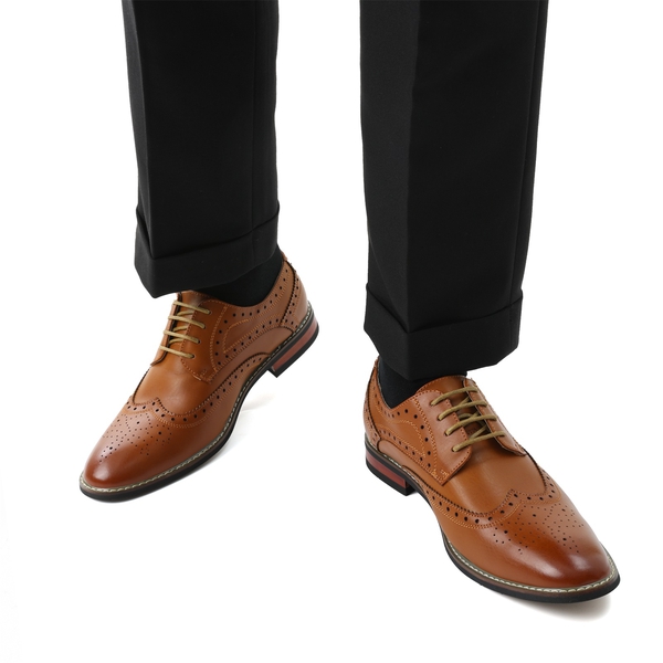 Men's Sophisticated Wingtip Dress Shoes - BROWN - 6