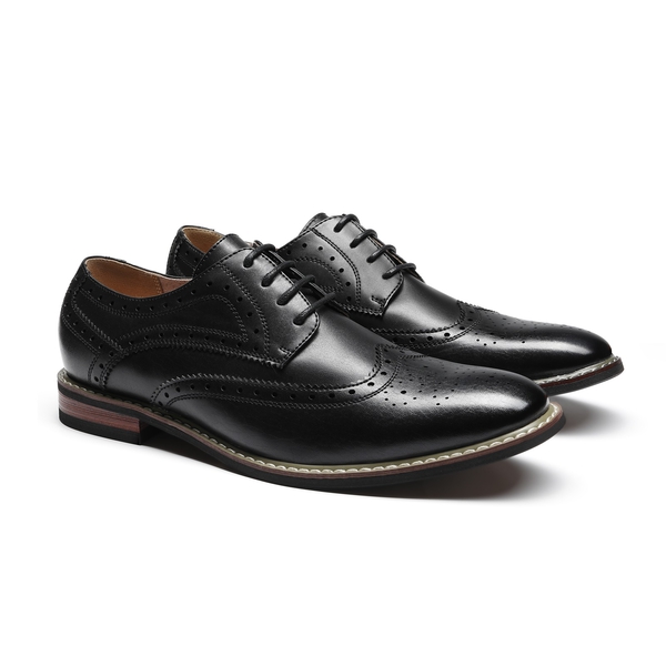 Men's Sophisticated Wingtip Dress Shoes - BLACK - 5