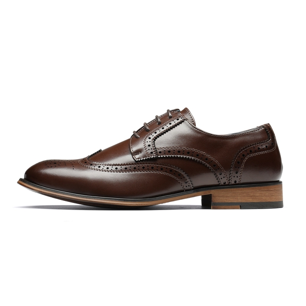 Men's Elegant Wingtip PU Leather Shoes - DARK BROWN - 2