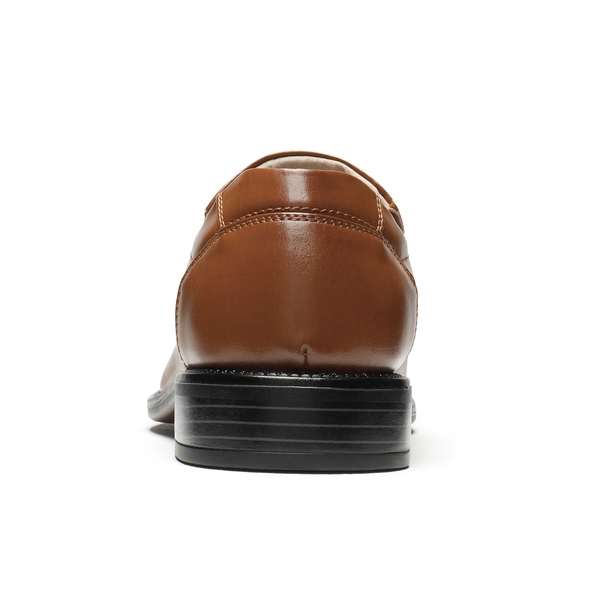 Men's Leather Lined Slip-On Square Toe Dress Loafers - DARK BROWN - 5