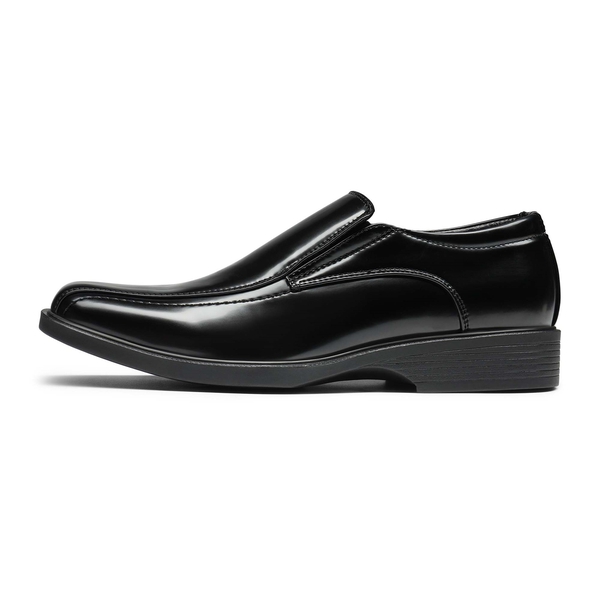 Men's Classic Square Toe PU Leather Loafers - BLACK PAT - 2